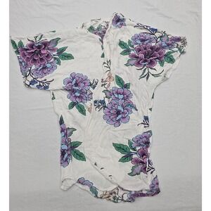 Women's Moral Fiber White‎ Floral Print Cardigan Size Medium